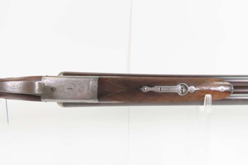 ENGRAVED British JAMES CARR & SONS Side x Side C&R HAMMERLESS 12 g. Shotgun-img-6