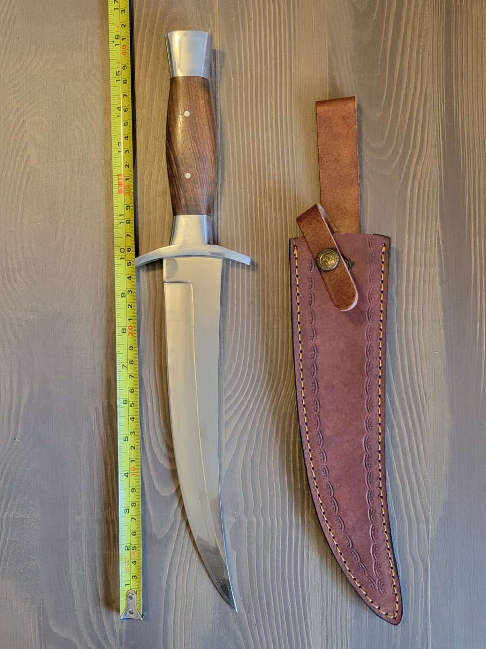LARGE Custom-Made Bowie Knife with Custom Sheath-img-3