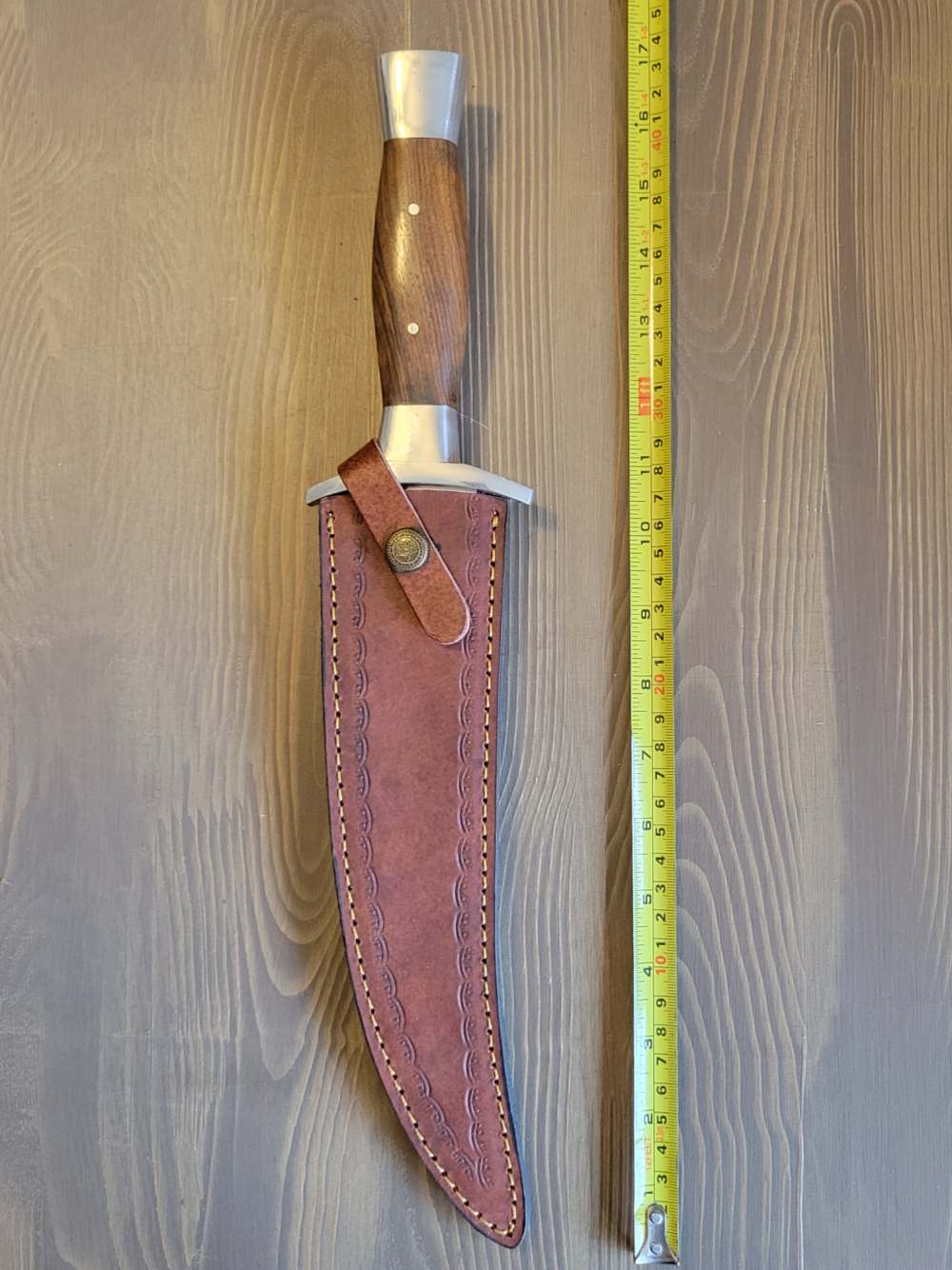 LARGE Custom-Made Bowie Knife with Custom Sheath-img-2
