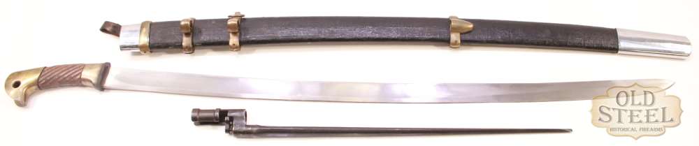 WWII Soviet Shashka Cavalry Sword 1942 w/ Brass 91/30 Bayonet Mount-img-0