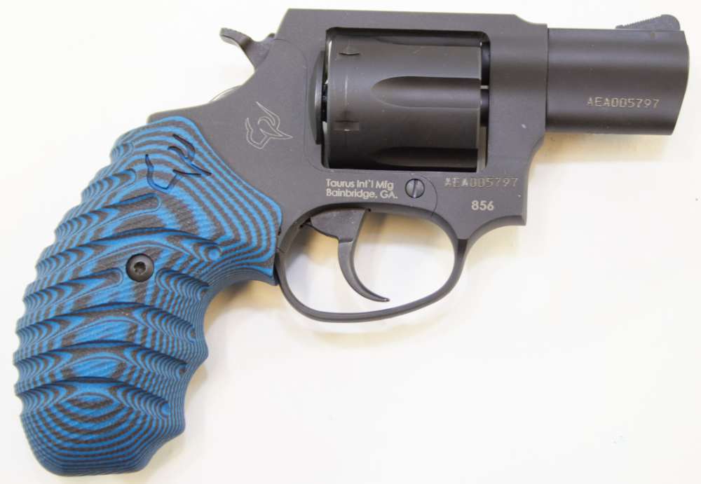 Taurus 856 6 Shot 38 SPL 2 in Barrel Snub Nose W/ Box Blue G10 Grips-img-2