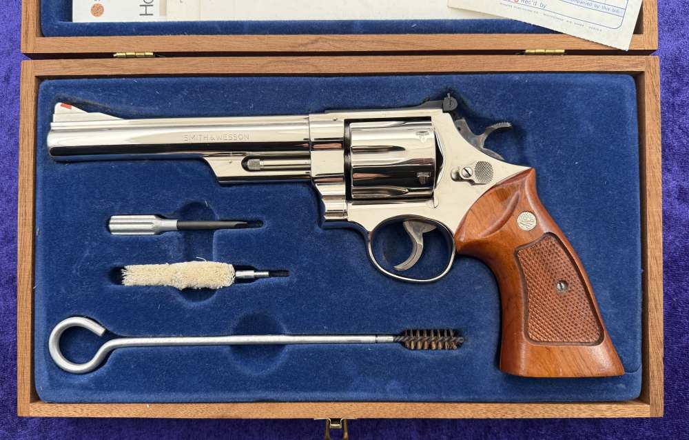 S&W 29-2 Nickel 6.5" .44 Mag Factory Test Fired Only Pres Case 1977 Receipt-img-1