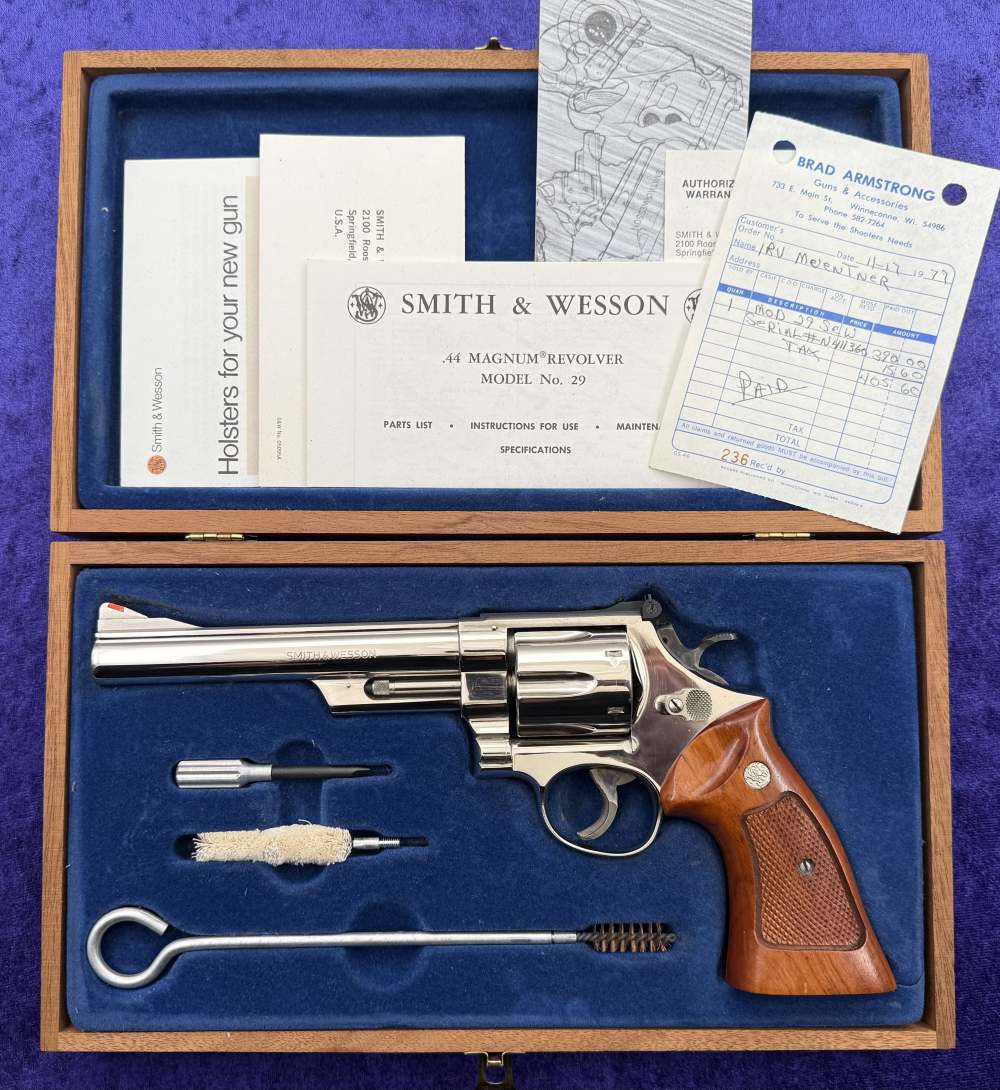 S&W 29-2 Nickel 6.5" .44 Mag Factory Test Fired Only Pres Case 1977 Receipt-img-0