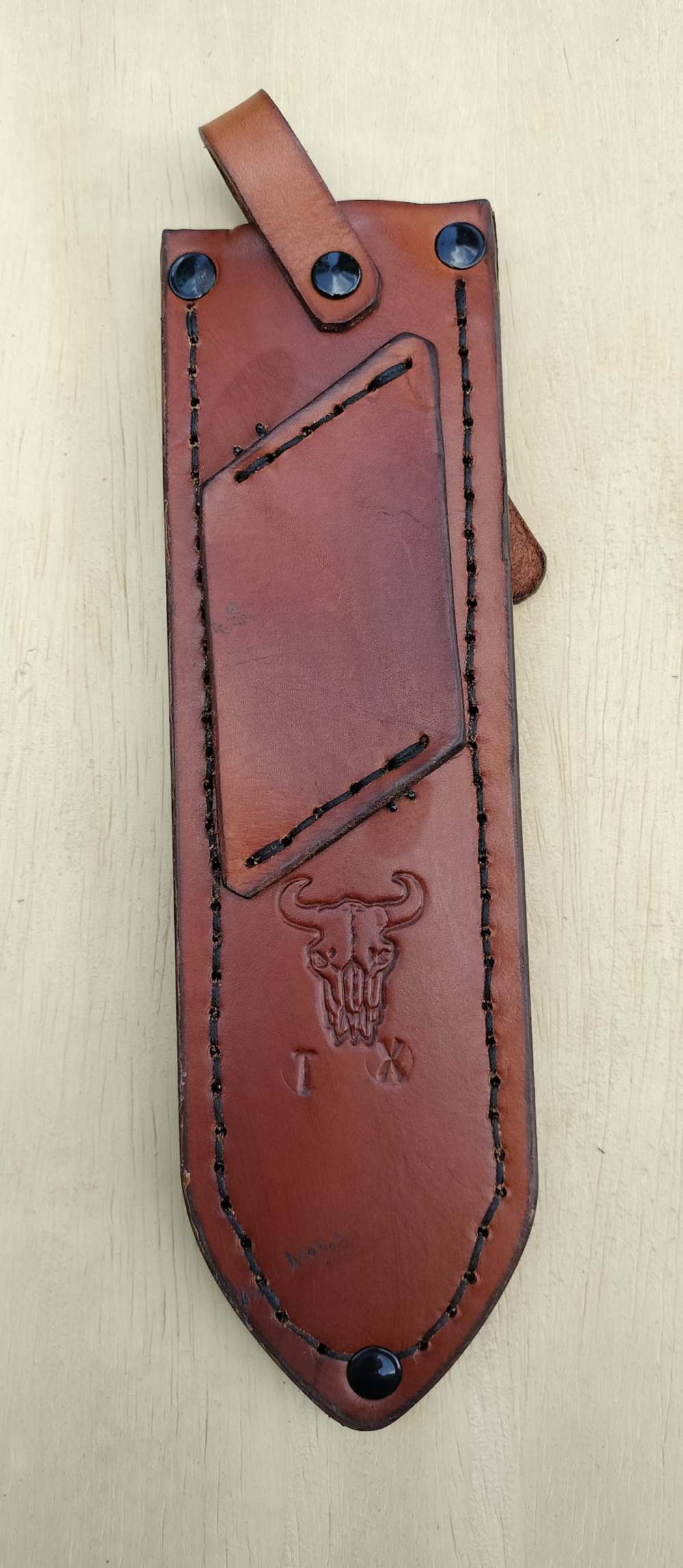 WW1 Trench Brass 1918 Knife Leather Sheath CD Golden Brown -img-1