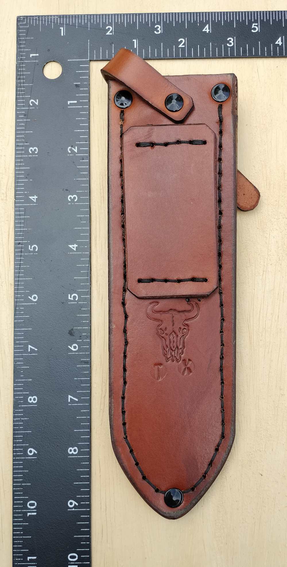 WW1 Trench Brass 1918 Knife Leather Sheath ST Golden Brown-img-7