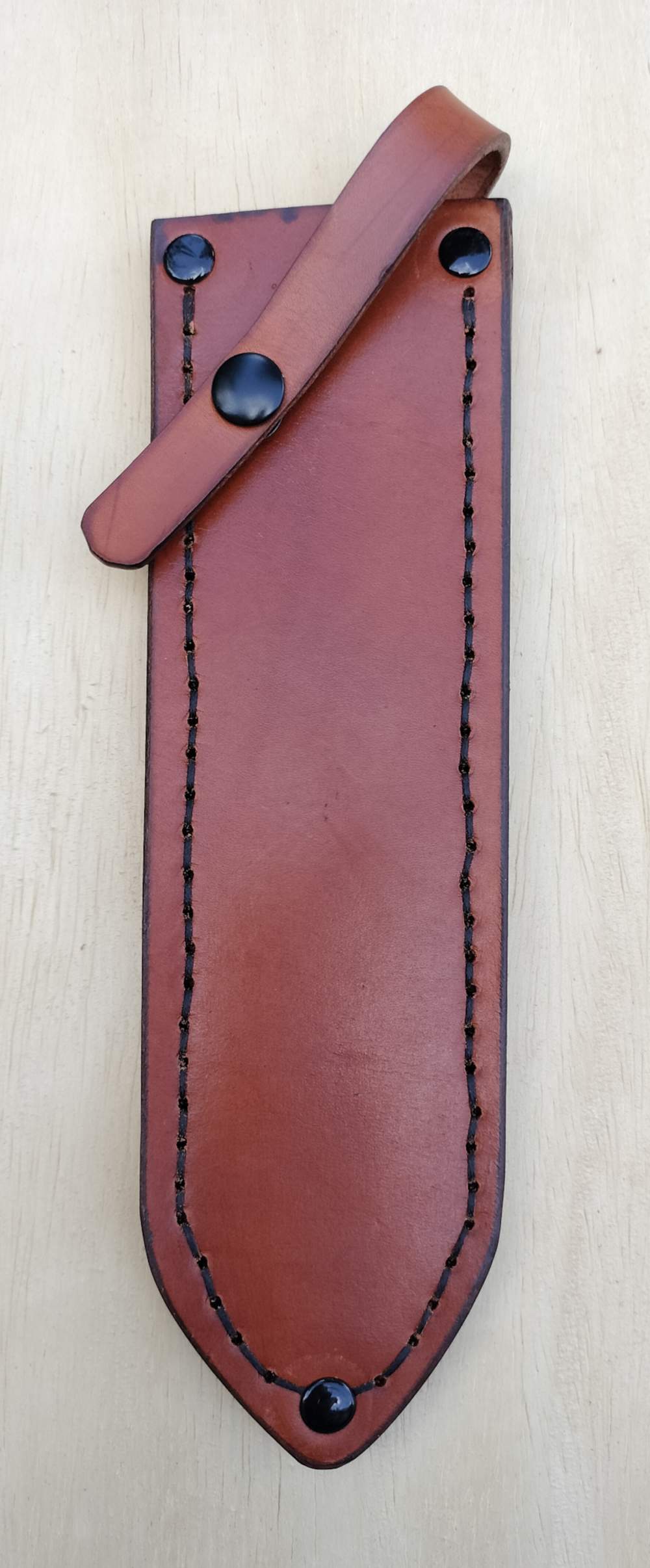 WW1 Trench Brass 1918 Knife Leather Sheath ST Golden Brown-img-0