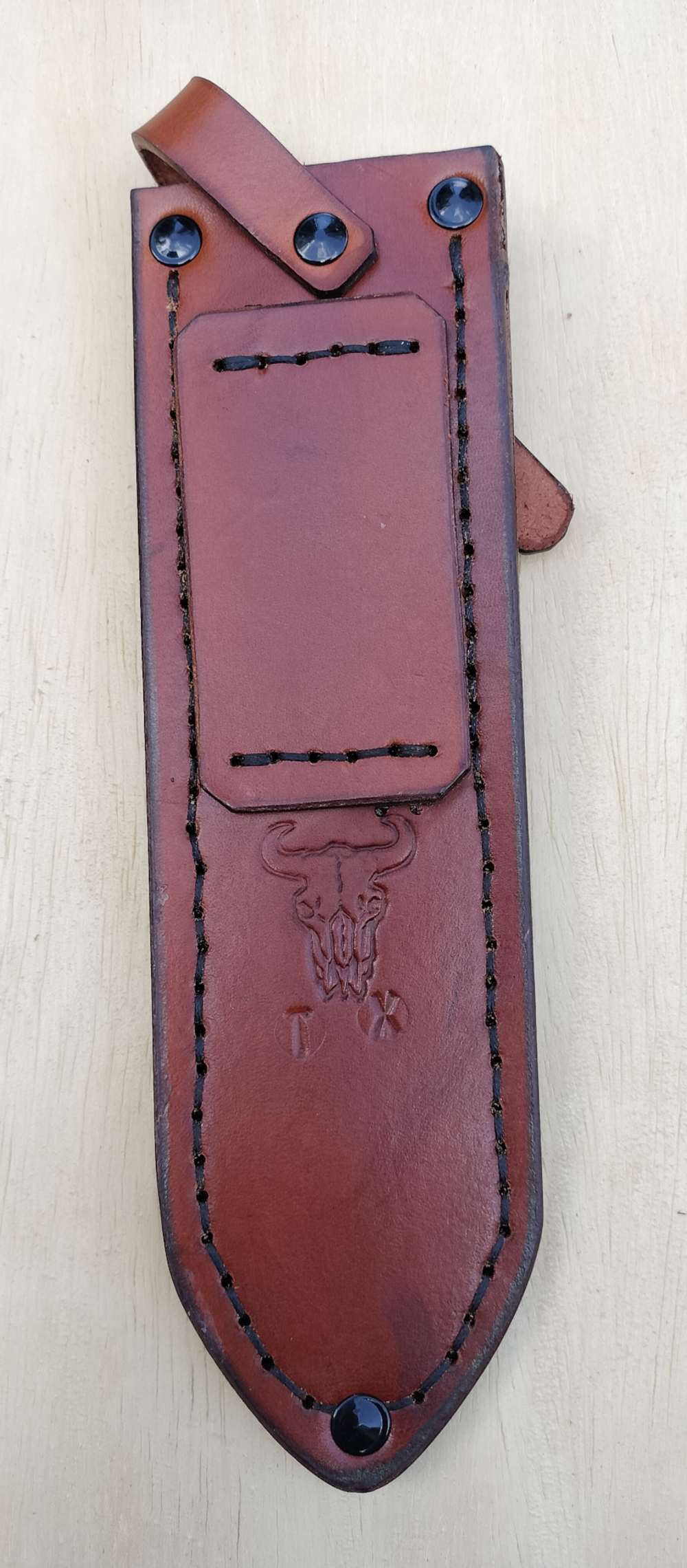 WW1 Trench Brass 1918 Knife Leather Sheath ST Golden Brown-img-1