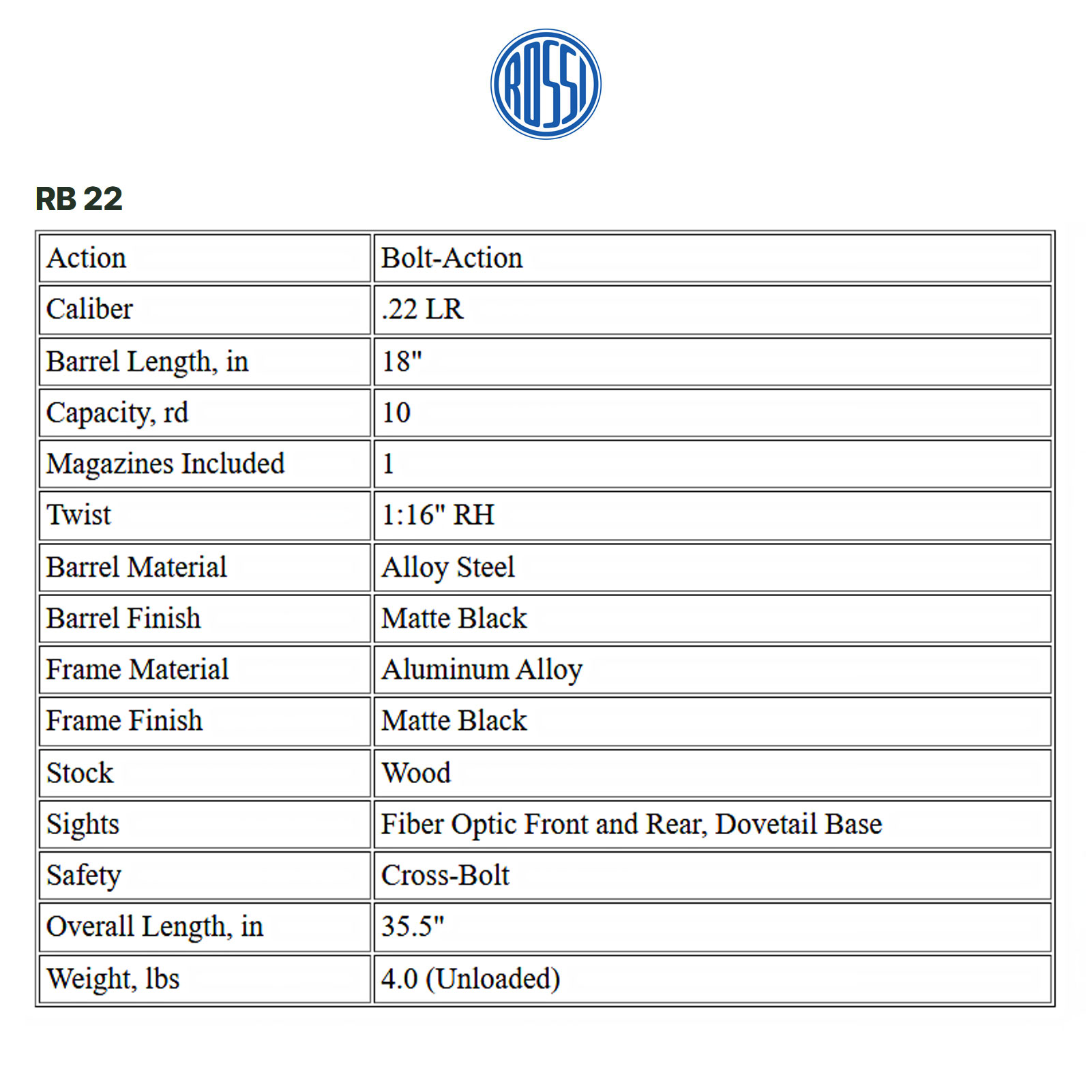 ROSSI RB22 .22LR 18in 10rd Wood Stock Bolt-Action Rifle (RB22L1811WD)-img-4