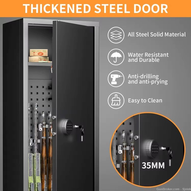 Large Multi Gun Safe w/Code + Key Entry + Motion Alarm 55"x21"x15" G30-img-1