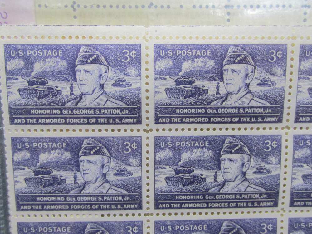3 NEW OLD STOCK SHEETS OF WWII U.S. POSTAGE STAMPS, 1940, 1953, 1955-PATTON-img-11