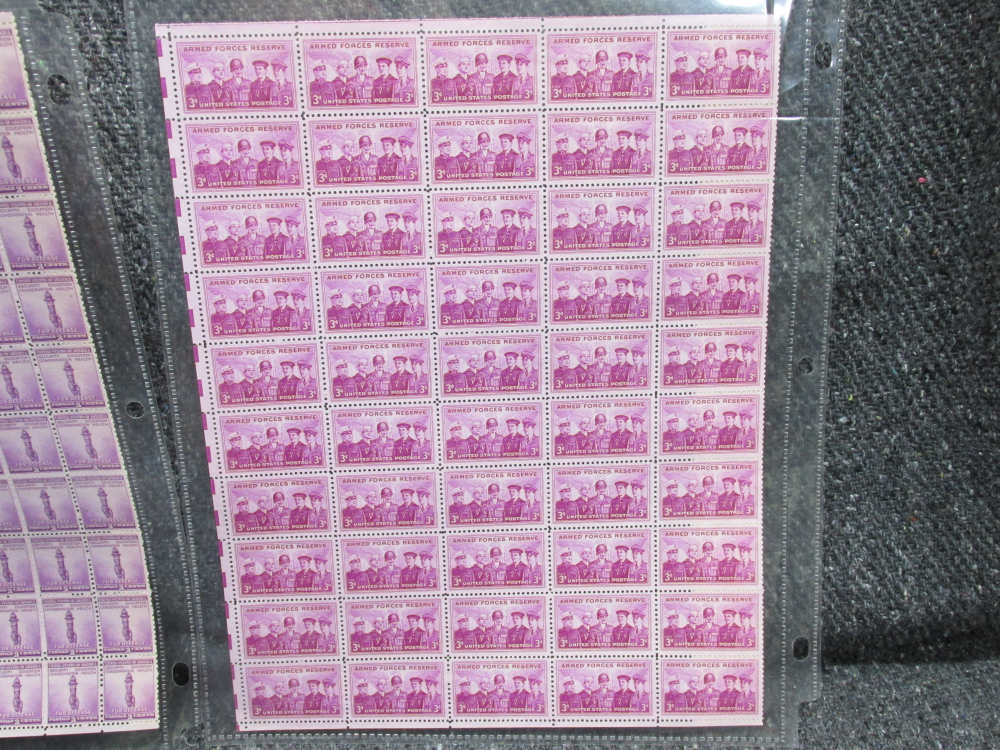 3 NEW OLD STOCK SHEETS OF WWII U.S. POSTAGE STAMPS, 1940, 1953, 1955-PATTON-img-1