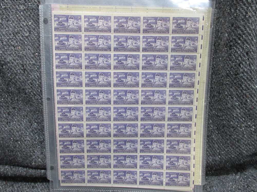 3 NEW OLD STOCK SHEETS OF WWII U.S. POSTAGE STAMPS, 1940, 1953, 1955-PATTON-img-10