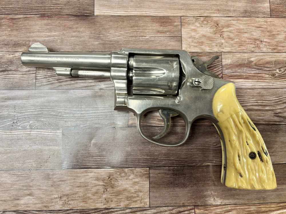 CLASSIC SMITH AND WESSON S&W VINTAGE PINNED NICKEL 4" REVOLVER .38 NO RES!-img-0