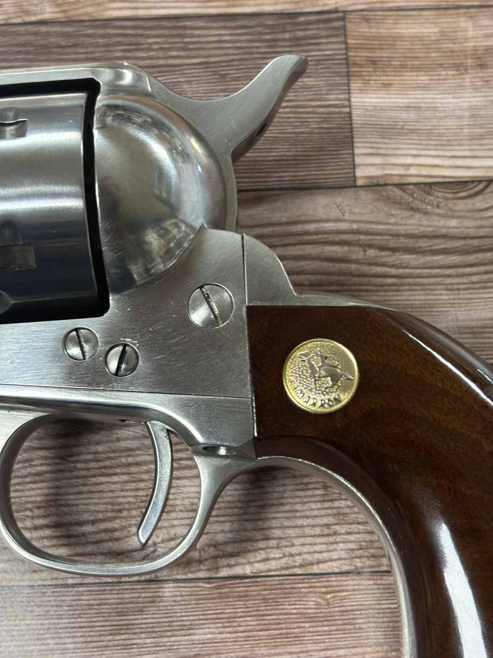 CIMARRON MODEL P 4.75" STAINLESS BLACK SIM HORN GRIP SAA REVOLVER NO RES-img-13