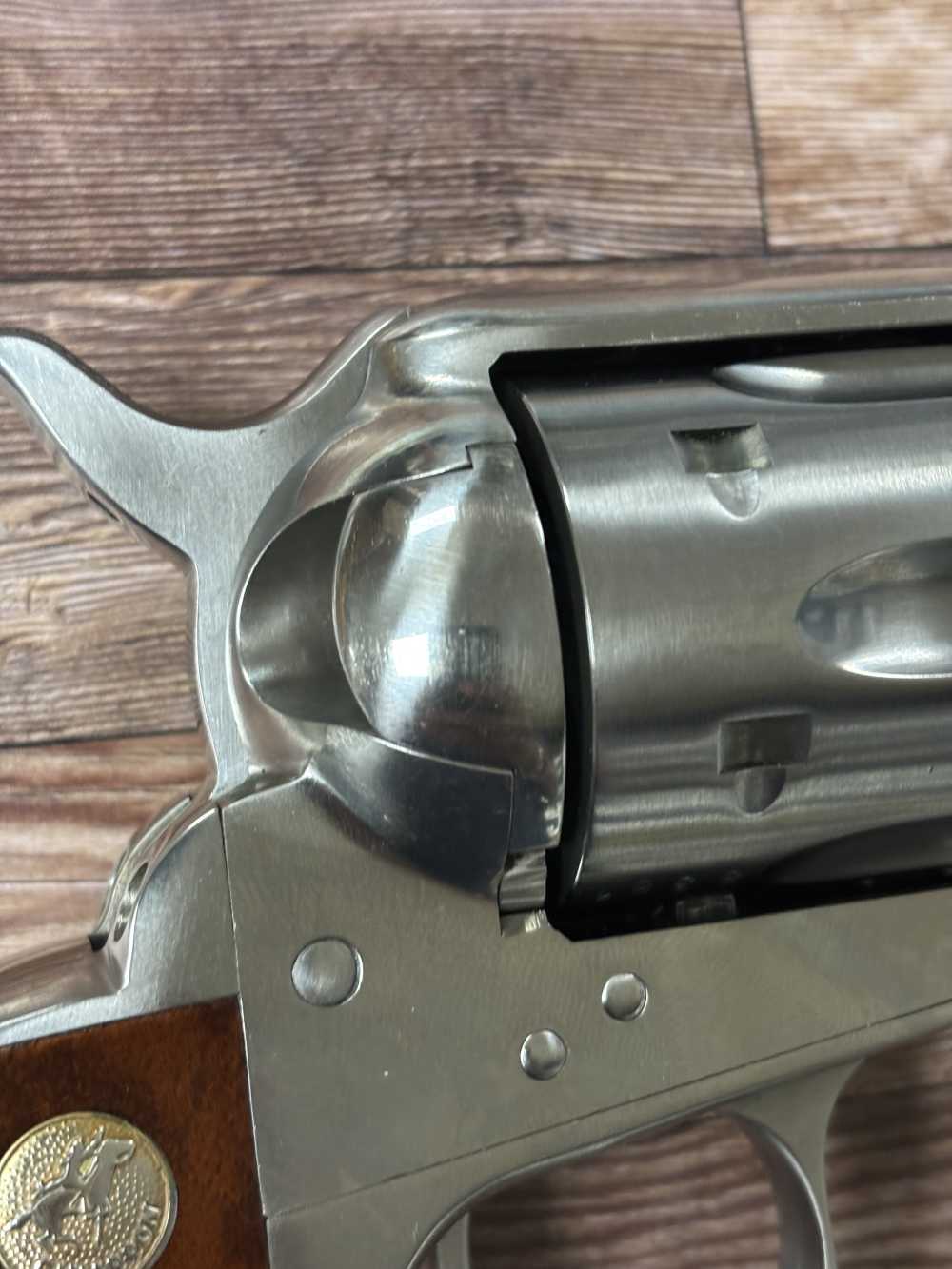 CIMARRON MODEL P 4.75" STAINLESS BLACK SIM HORN GRIP SAA REVOLVER NO RES-img-4