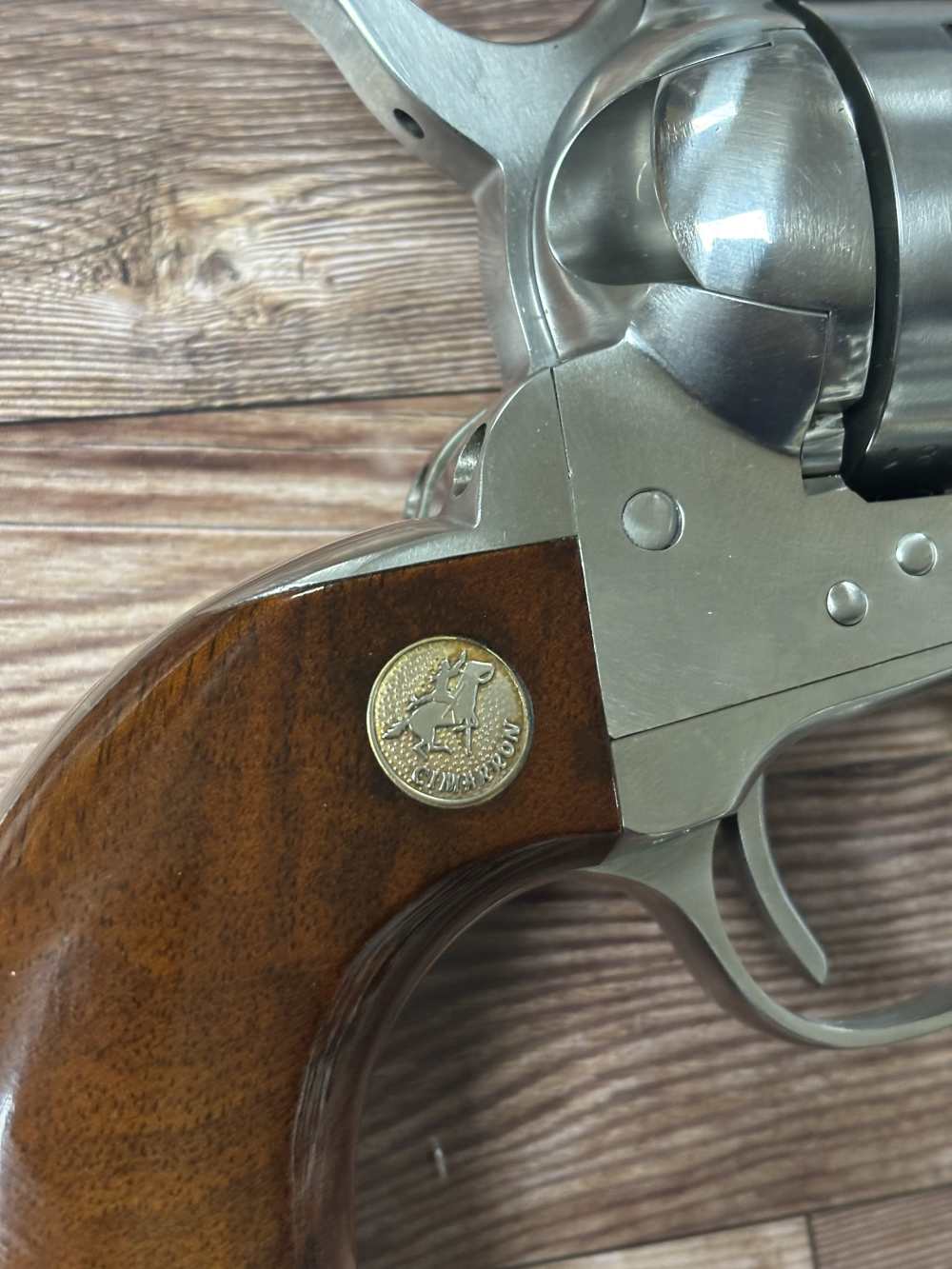CIMARRON MODEL P 4.75" STAINLESS BLACK SIM HORN GRIP SAA REVOLVER NO RES-img-3