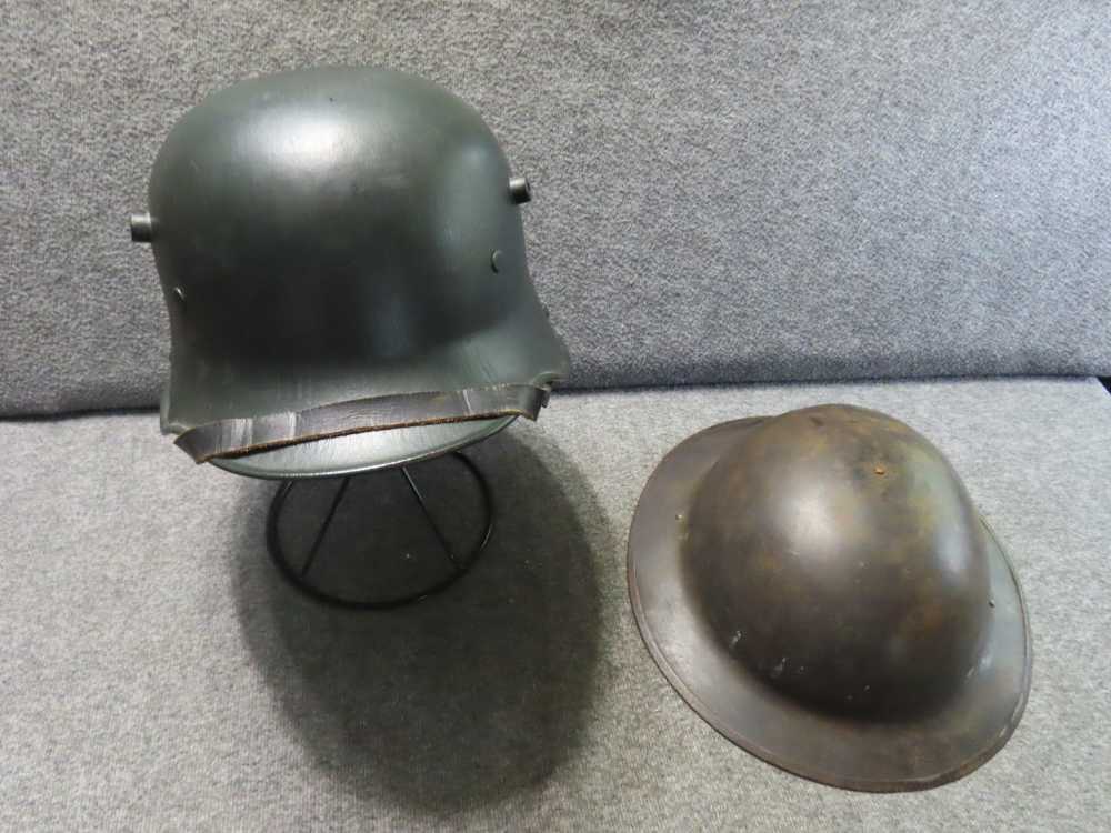 WWI AMERICAN AND GERMAN HELMETS-DOUGHBOY AND MODEL 1916-img-0