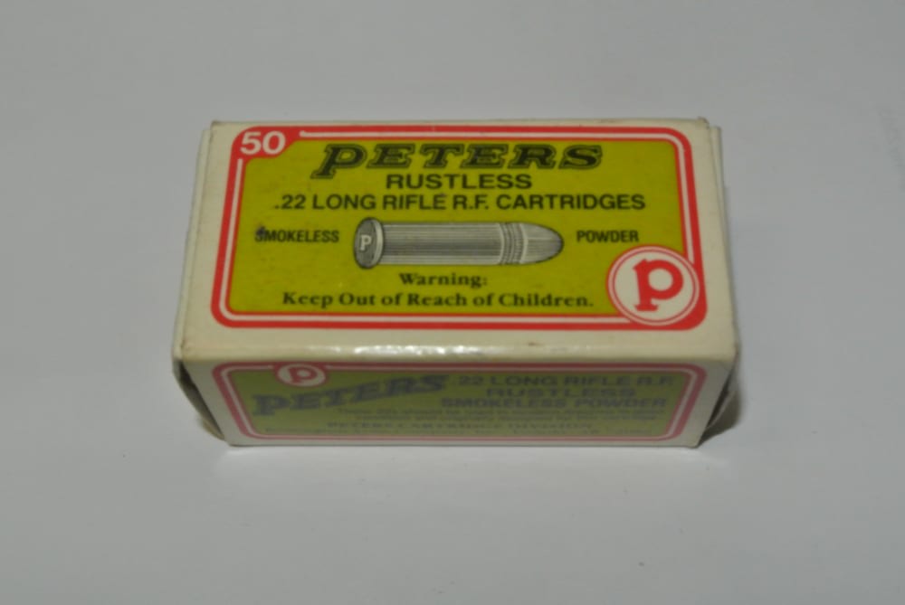 Box of VINTAGE Peters 22 Long Rifle Ammo NEW!-img-0