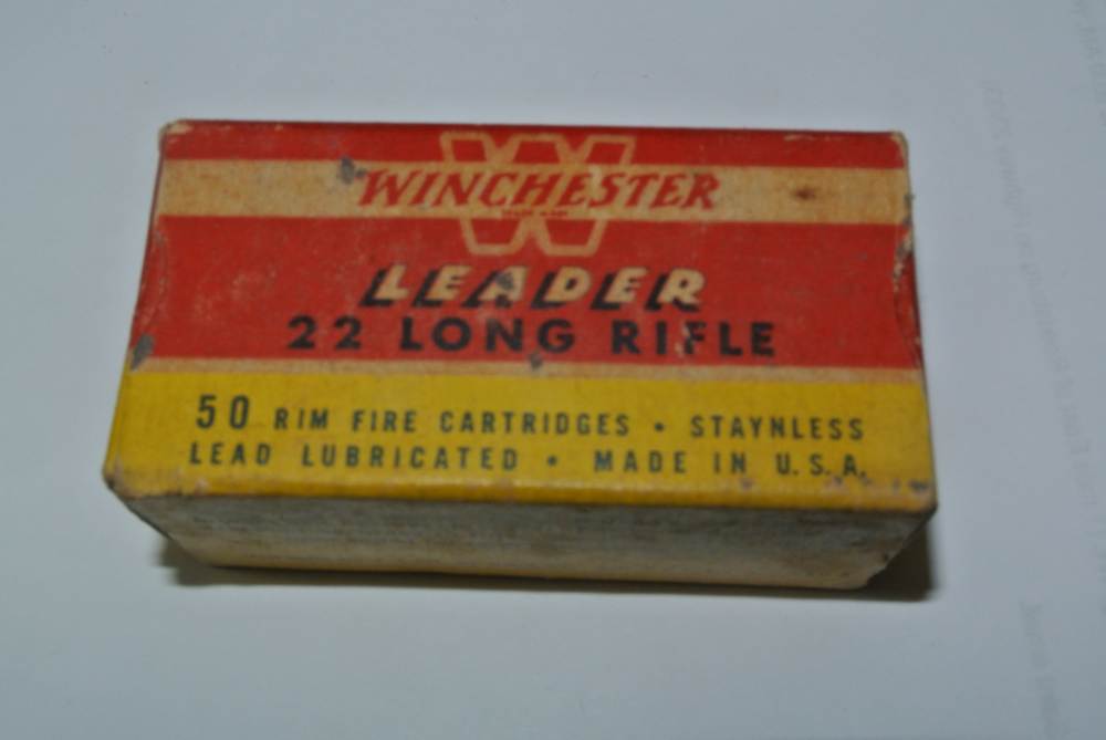 Box of Vintage WINCHESTER LEADER 22 Long Rifle Ammo NEW!-img-0