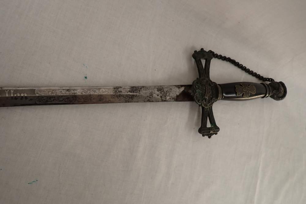 Antique K. of C. ceremonial sword, 30" blade, EA Armstrong Company Chicago-img-2