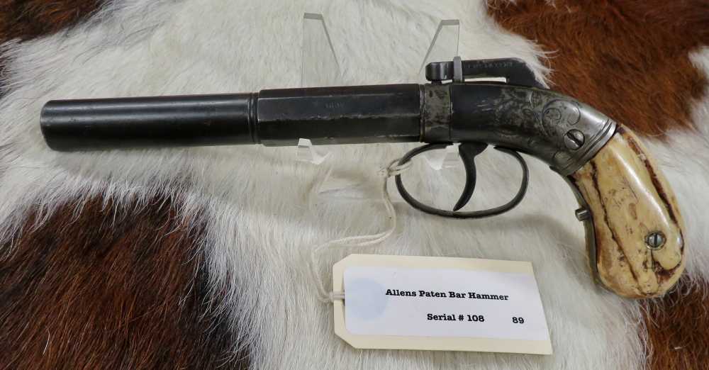 Lot # 89-Allen’s Patent Bar Hammer single-shot pistol,-img-1