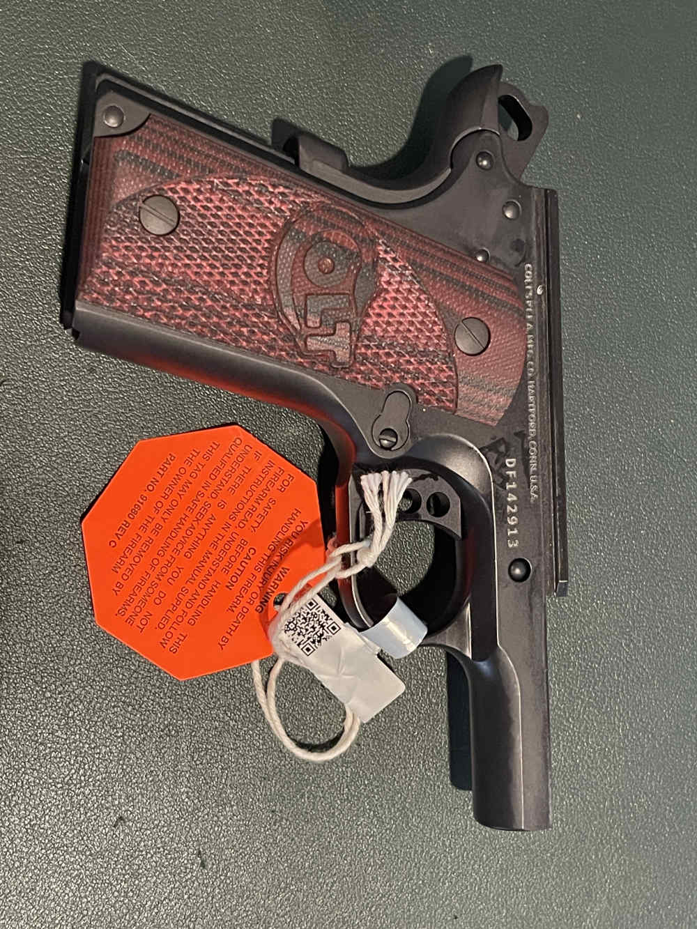 Colt 1911 Defender 9mm - COMPLETE Factory Frame - G10 Cherry Grips-img-1