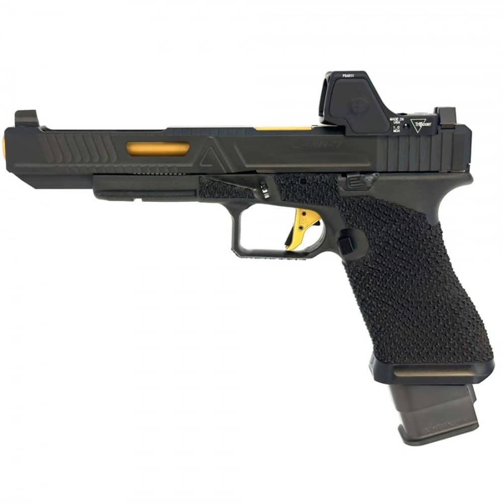 Agency/Glock 17L Gen 3 - 6" Ported Barrel (9mm) - RMR HD - Black/Gold TiN-img-0