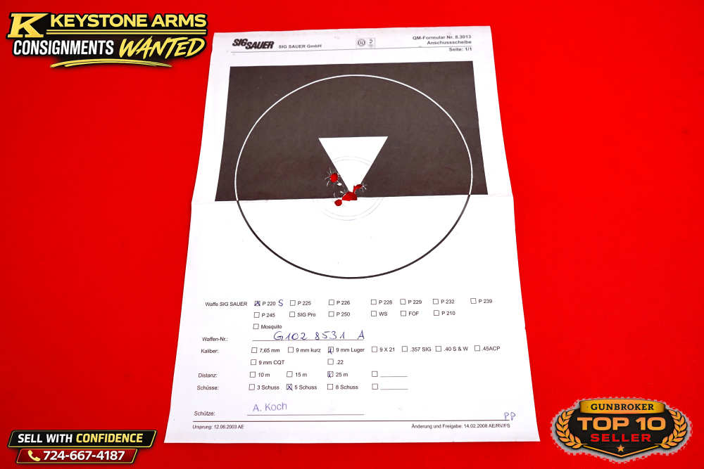 Rare German SIG Mastershop P220 X6 9mm Aristocrat Weighted ANIB w/ Target-img-20