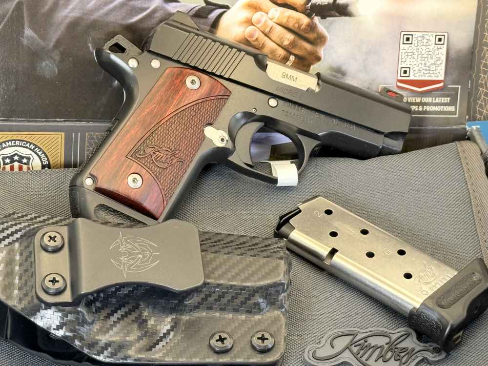 Kimber Micro 9 9mm Black Rosewood 2 magazines & holster NEW!-img-0