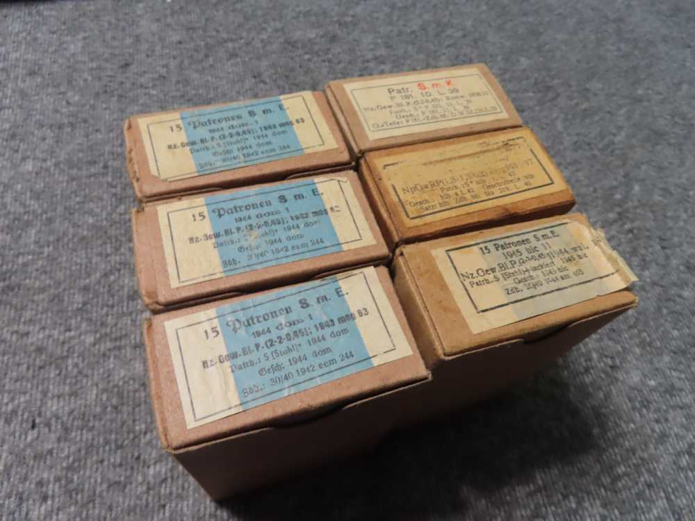 6 FULL BOXES, 90 ROUNDS ORIGINAL WWII GERMAN 8mm MAUSER CALIBER AMMO-img-20