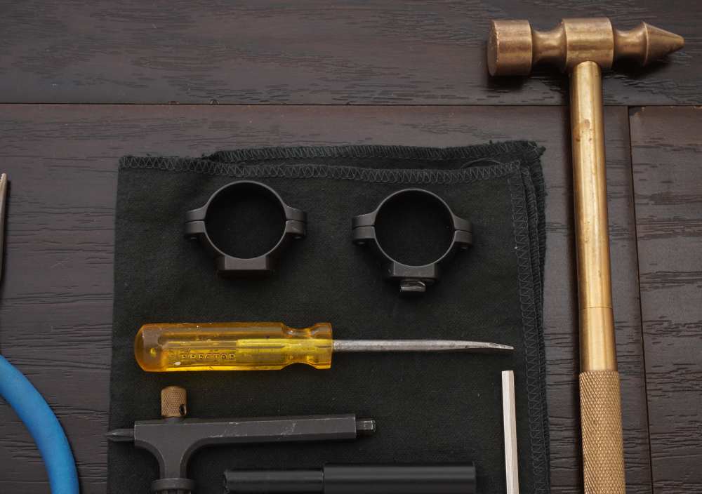 Lot of Thompson Center Tools, Scope Rings, Leather Case and Forend Screws-img-4