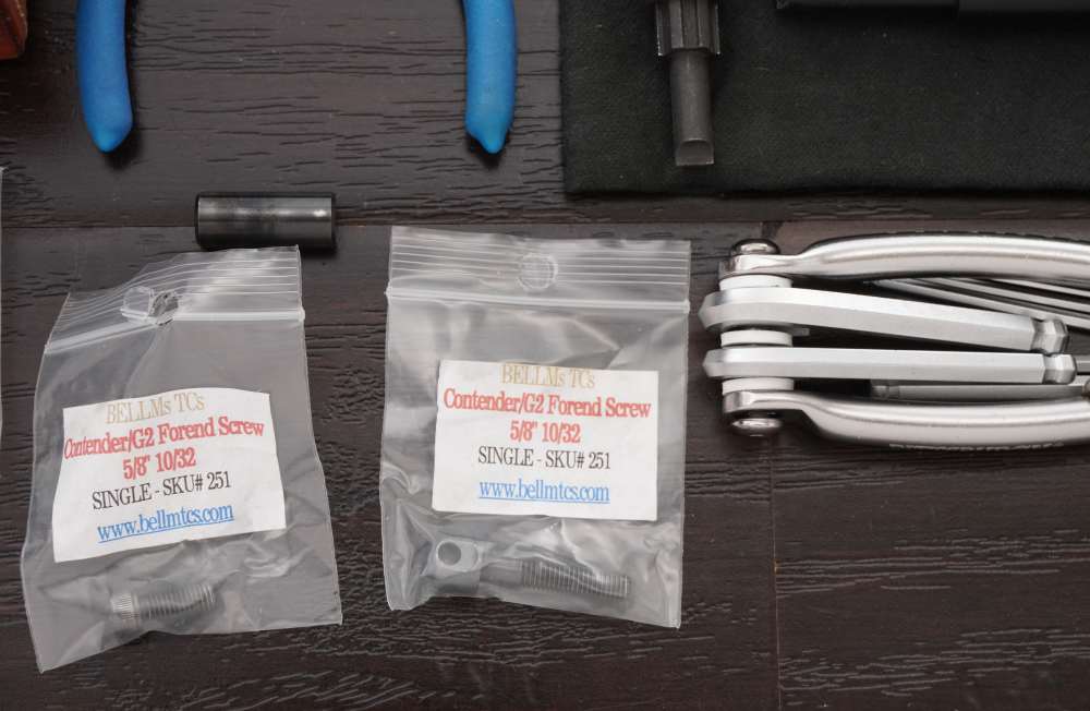 Lot of Thompson Center Tools, Scope Rings, Leather Case and Forend Screws-img-2