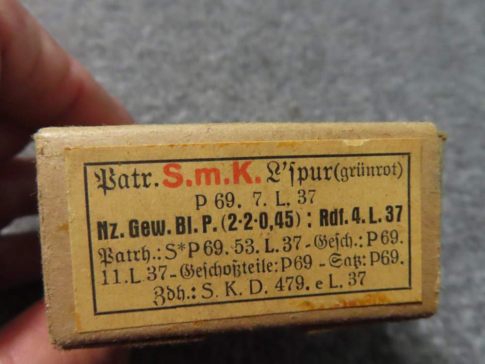 FULL BOX 15 RDS WWII GERMAN 8mm MAUSER AMMO-S.M.K. AP TRACER GREEN/RED-1937-img-1