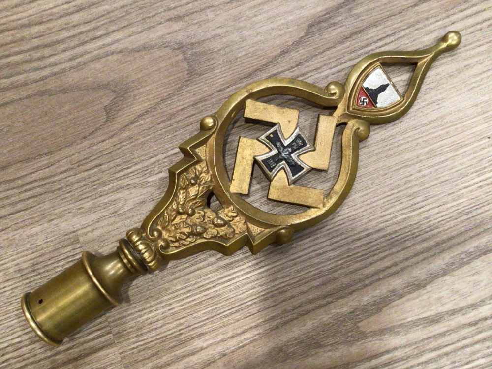 Original WWII German Veterans Flag Pole Top OVER 12” TALL-img-0