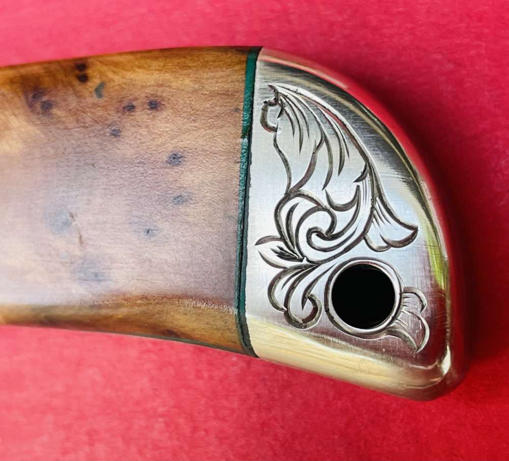 Augie LoPrinzi Master Engraved Hand Made Thuya Burl Hunter Knife -img-10