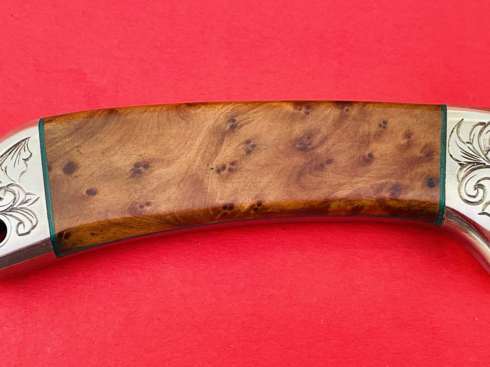 Augie LoPrinzi Master Engraved Hand Made Thuya Burl Hunter Knife -img-23