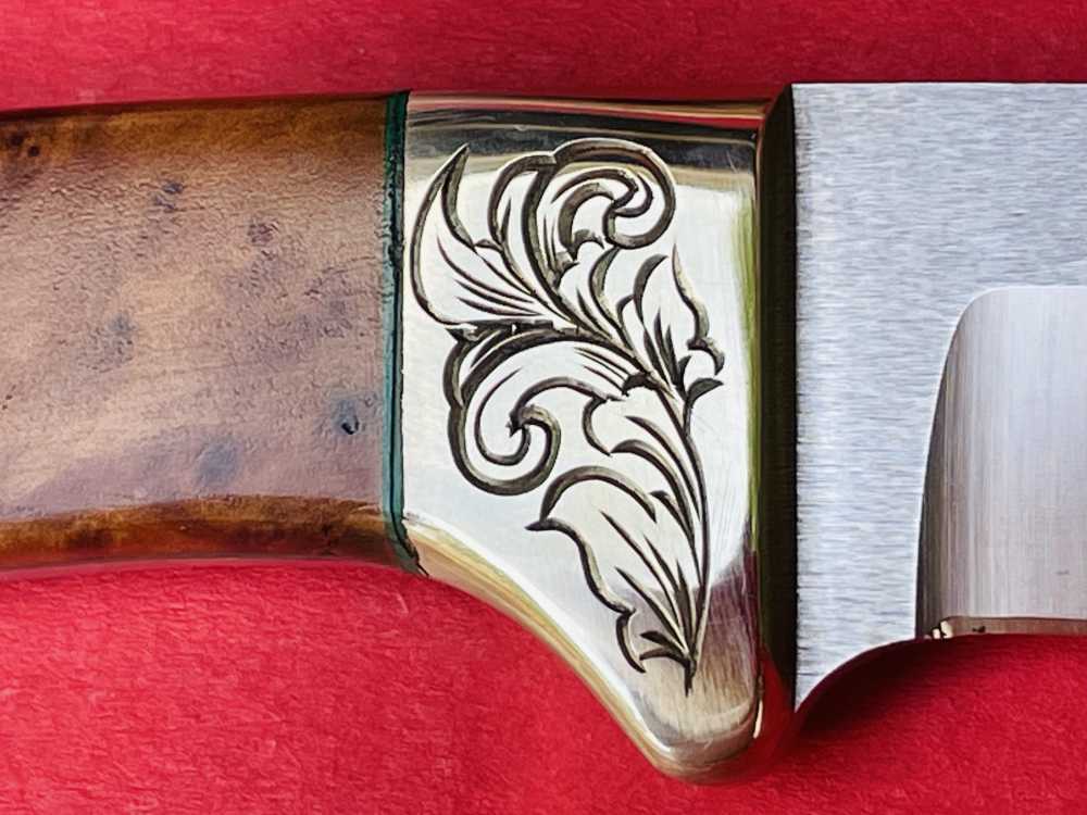 Augie LoPrinzi Master Engraved Hand Made Thuya Burl Hunter Knife -img-7