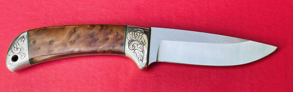 Augie LoPrinzi Master Engraved Hand Made Thuya Burl Hunter Knife -img-4