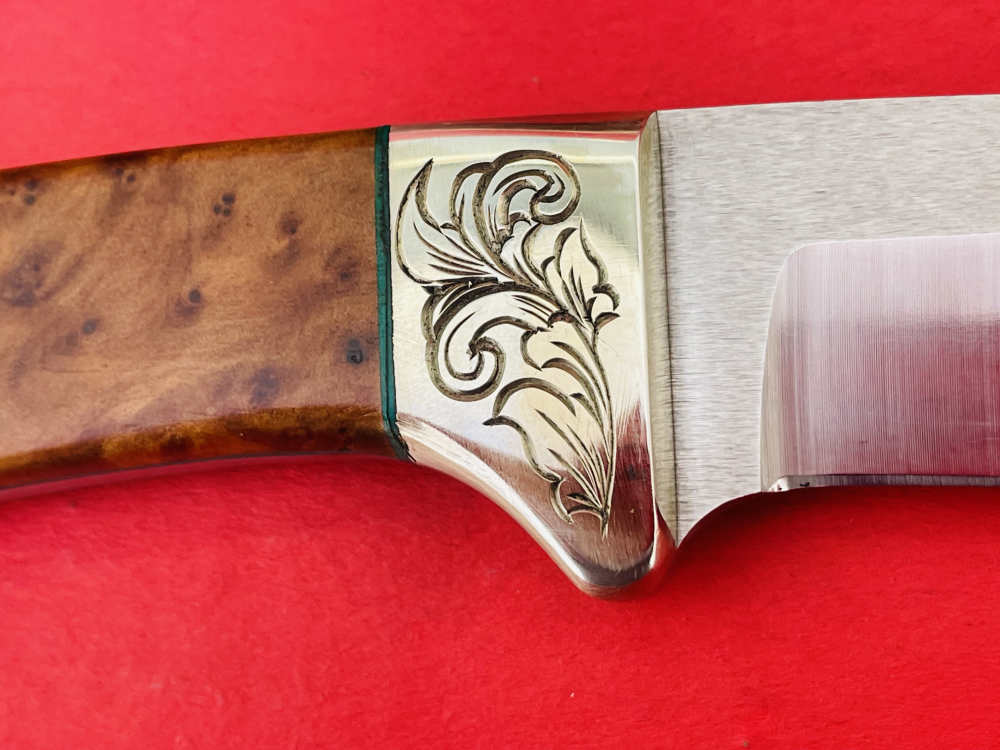 Augie LoPrinzi Master Engraved Hand Made Thuya Burl Hunter Knife -img-24