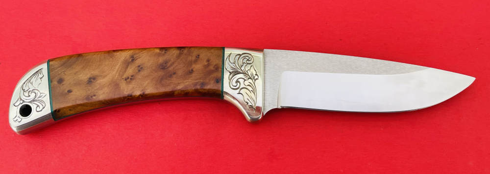 Augie LoPrinzi Master Engraved Hand Made Thuya Burl Hunter Knife -img-21