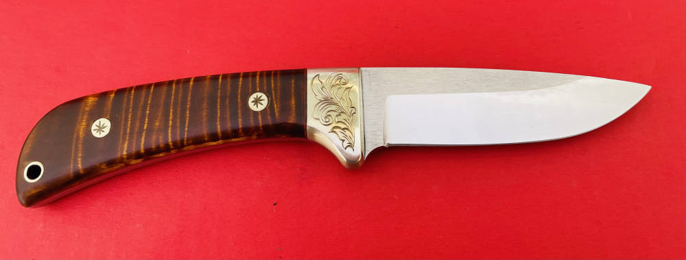 Augie LoPrinzi Hand Made Master Engraved Hunter Tiger Maple Knife -img-16