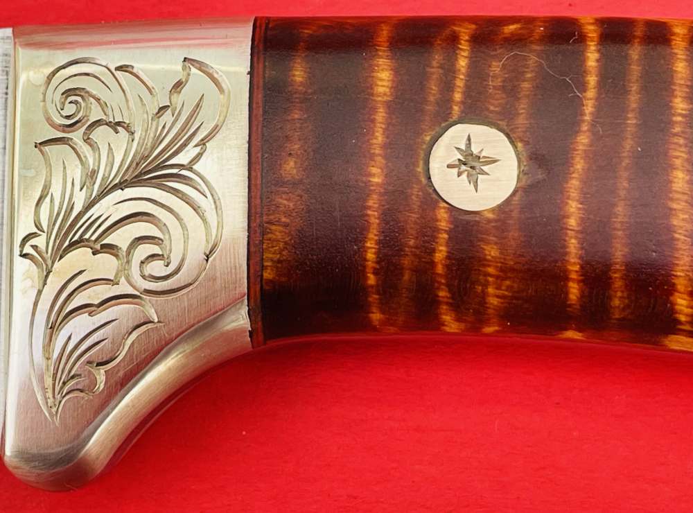 Augie LoPrinzi Hand Made Master Engraved Hunter Tiger Maple Knife -img-40