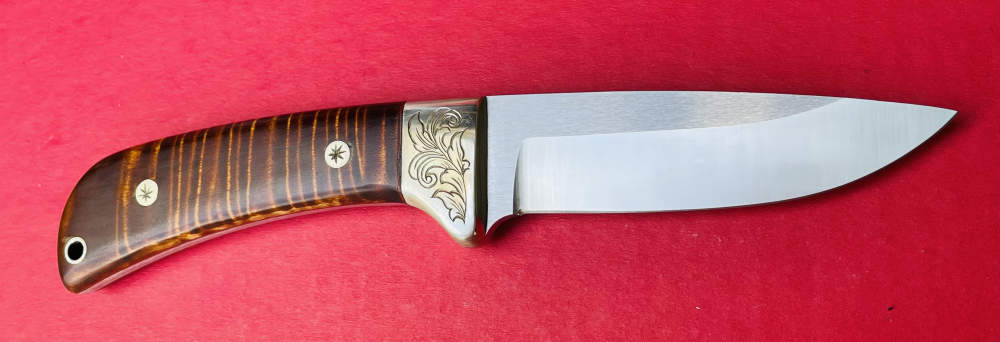 Augie LoPrinzi Hand Made Master Engraved Hunter Tiger Maple Knife -img-4