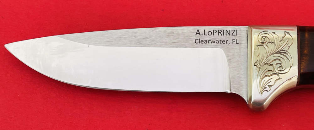 Augie LoPrinzi Hand Made Master Engraved Hunter Tiger Maple Knife -img-33