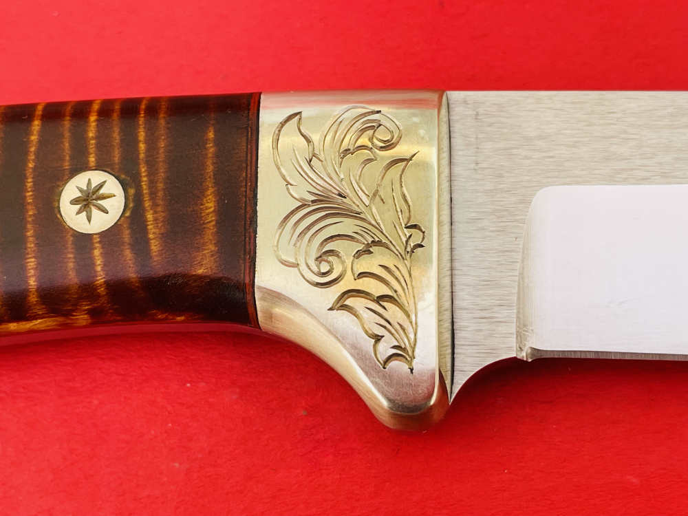 Augie LoPrinzi Hand Made Master Engraved Hunter Tiger Maple Knife -img-24