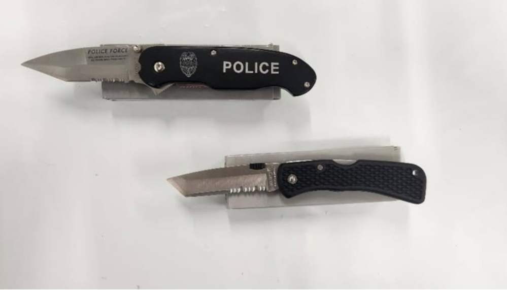 LOT OF TWO:  Maxam Black Police Task Force Liner Lock Knives-img-0