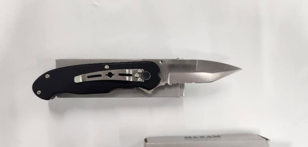 LOT OF TWO:  Maxam Black Police Task Force Liner Lock Knives-img-2