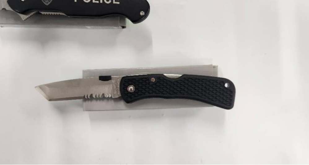LOT OF TWO:  Maxam Black Police Task Force Liner Lock Knives-img-1