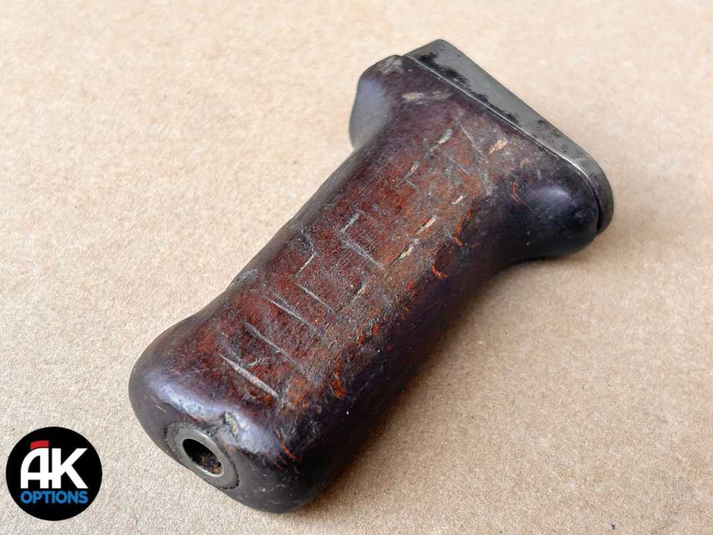 Romanian Hardwood AK Pistol Grip with Ferrule and Trench Art -img-0