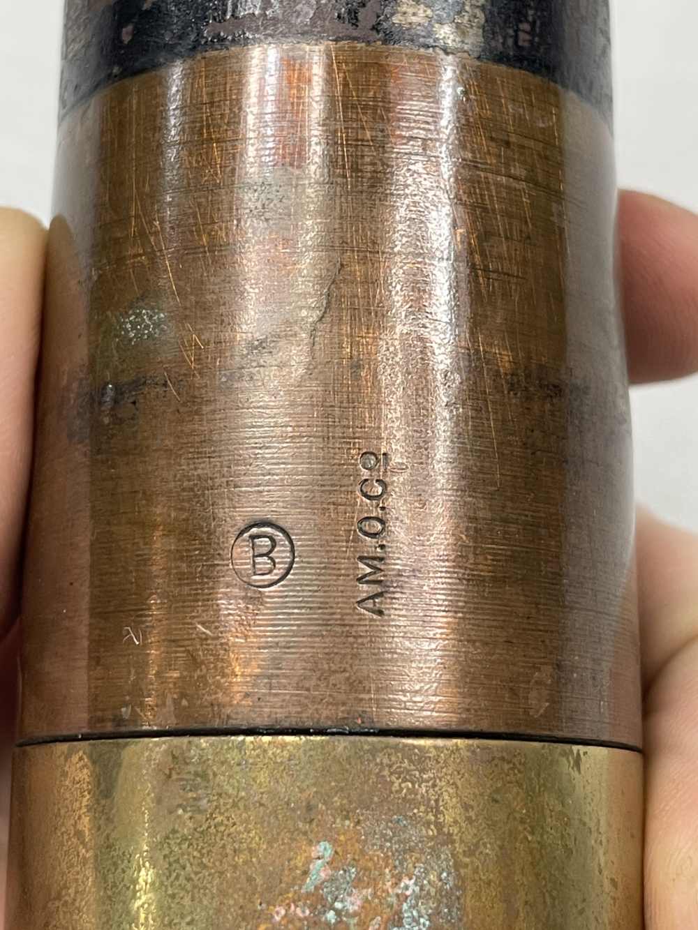 Hotchkiss 43mm 1 pounder artillery round UMC US WW1 good markings inert-img-4